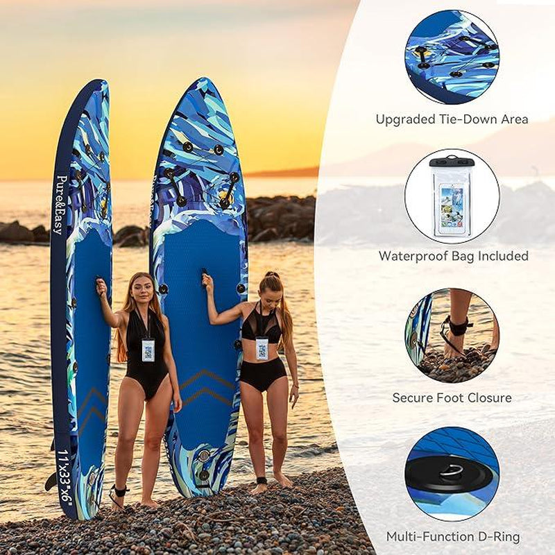 YITAHOME 11 FT Inflatable Stand up Paddle Board for All Skill Levels, PVC SUP Paddleboard with Complete Accessories, Wide and Non-Slip Comfort Deck for Youth & Adults