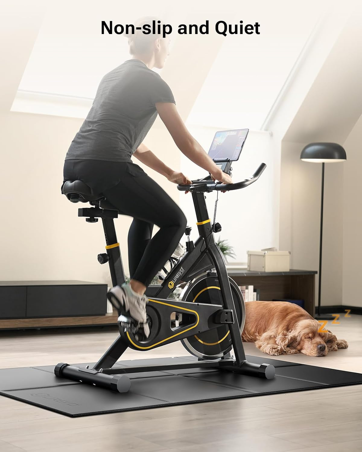 Foldable Treadmill Mat, Exercise Bike Mats for Home Gym Workout, Waterproof Non-Slip Exercise Equipment Mat Floor Protector for Indoor Cycles, Rowing Machine, Elliptical