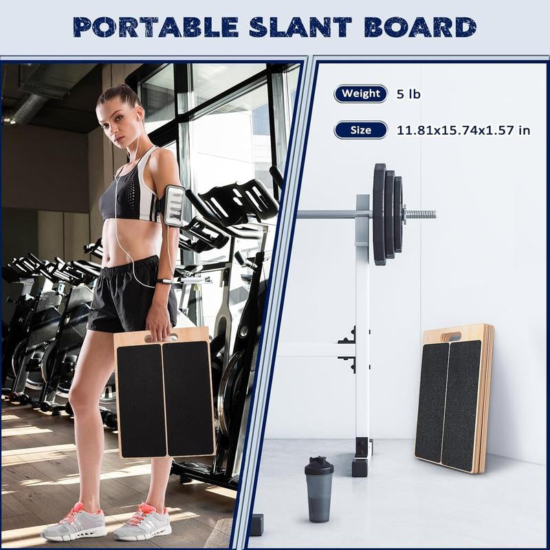 Portable Wooden Slant Board for Calf Stretching Squats Calf Stretcher Physical Therapy Equipment Adjustable Incline Board for Knees Ankle Heel Feet Leg,Springtok