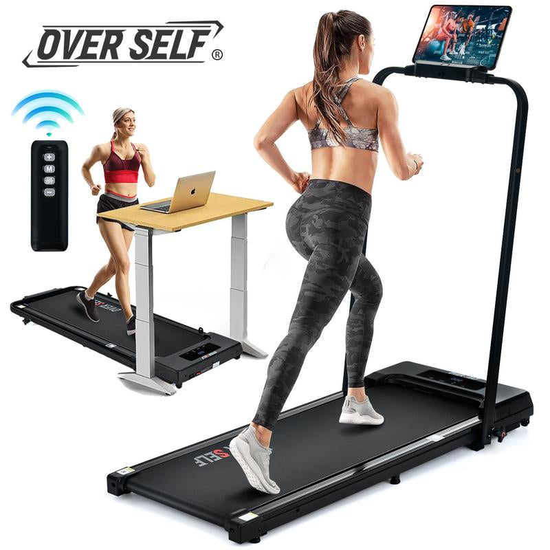 Upgraded Home Portable Treadmill with Handlebars, (300 Lbs Load Capacity), Foldable Walking Mat (Fitness Equipment) Remote Control Exercise Machine