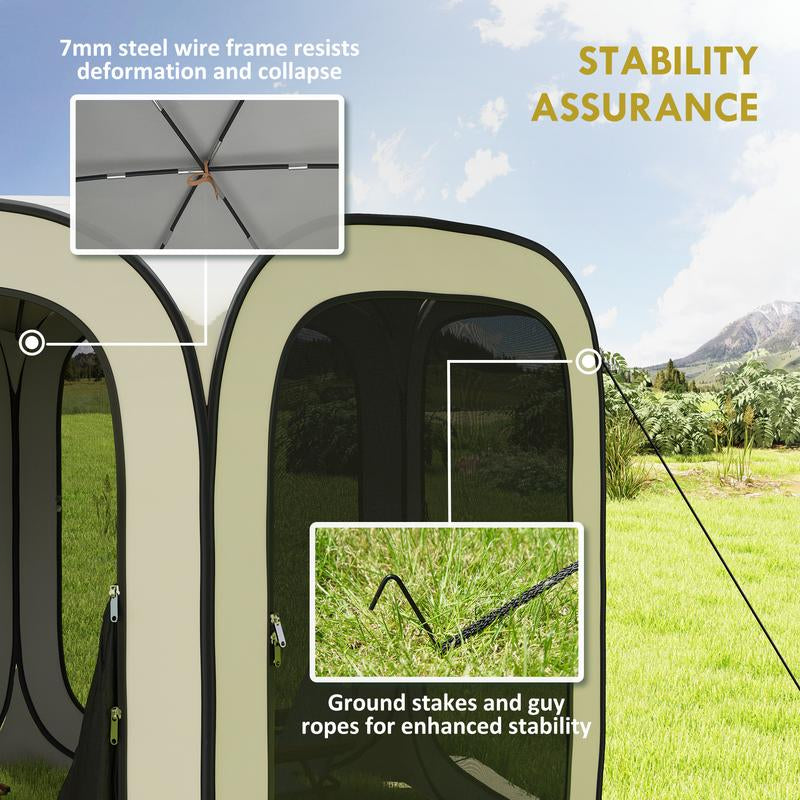 【Fathersdaygift】Outsunny 11 X 11Ft Pop up Screen Tent, Portable Camping Gazebo Canopy Screen House with UPF50+ Oxford Cloth and Carry Bag for Patio, Backyard, Deck