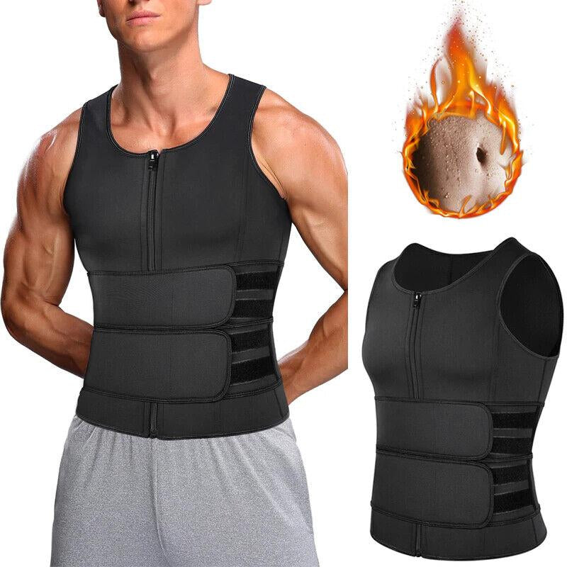 CATTIBOR Men Sauna Suit ,Men Waist Trainer Neoprene Sweat Vest Body Shaper ,Men Waist Trimmer Belt Workout Tank Tops for Runnging Fitness Gym,Menswear Undershirt for All Seasons