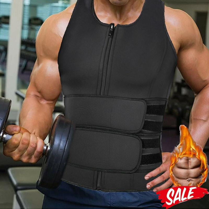 CATTIBOR Men Sauna Suit ,Men Waist Trainer Neoprene Sweat Vest Body Shaper ,Men Waist Trimmer Belt Workout Tank Tops for Runnging Fitness Gym,Menswear Undershirt for All Seasons