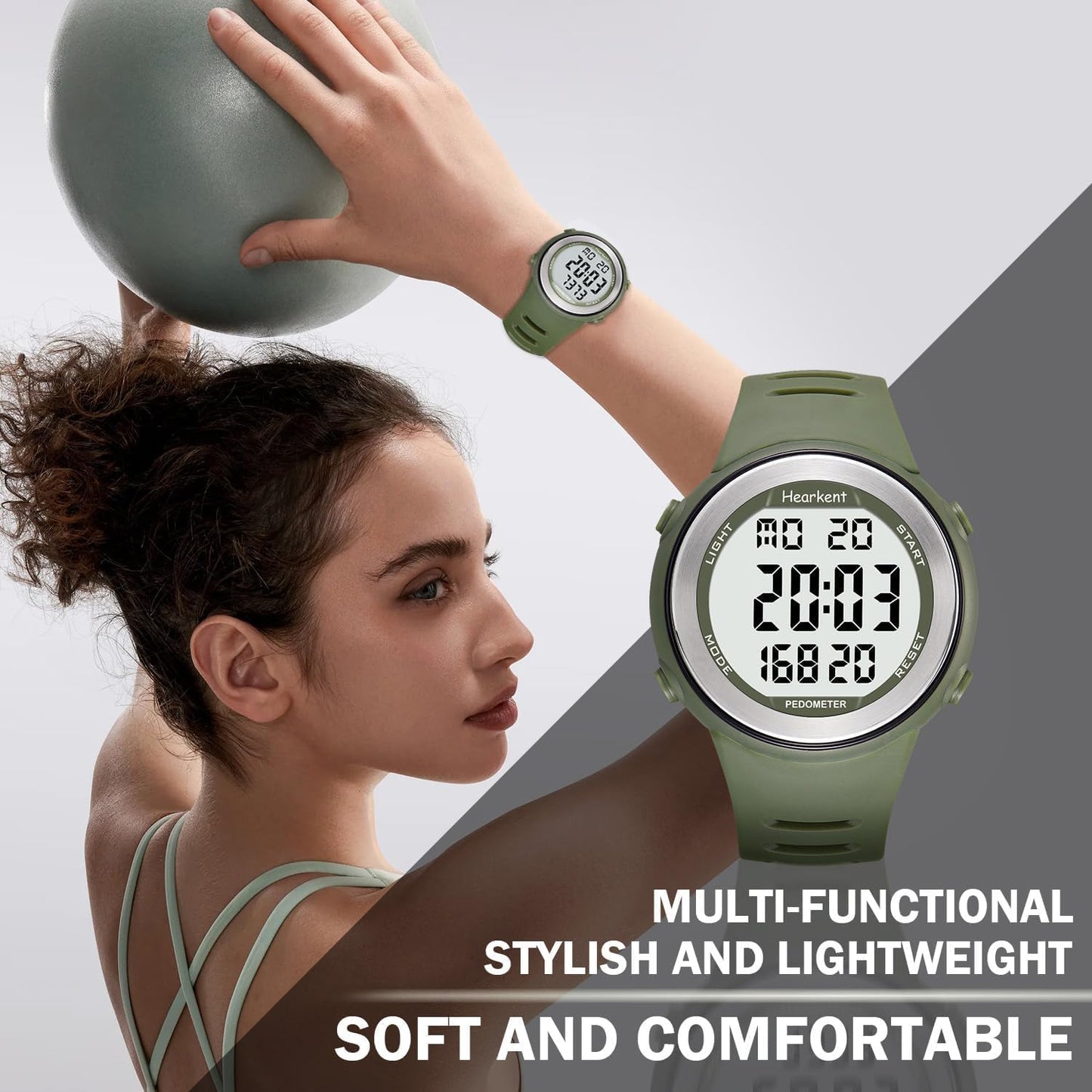 Waterproof Pedometer Watch for Senior Non Bluetooth No App Required Sport Watch with Step Counter Calories and LCD Large Numbers…