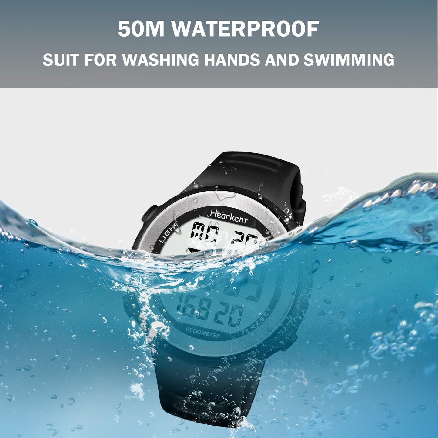 Waterproof Pedometer Watch for Senior Non Bluetooth No App Required Sport Watch with Step Counter Calories and LCD Large Numbers…