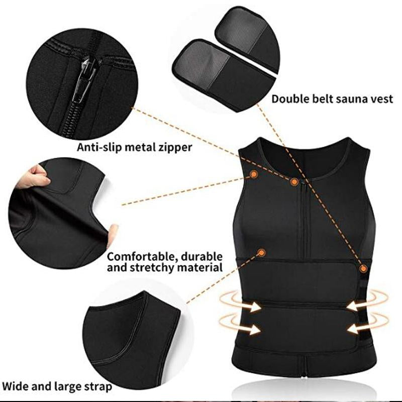CATTIBOR Men Sauna Suit ,Men Waist Trainer Neoprene Sweat Vest Body Shaper ,Men Waist Trimmer Belt Workout Tank Tops for Runnging Fitness Gym,Menswear Undershirt for All Seasons