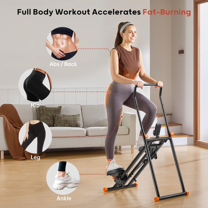 Hitgo Stair Stepper Machine for Home Office, Foldable Vertical Climber Machine for Full-Body Workouts, Adjustable Handlebar, Extended Step Range