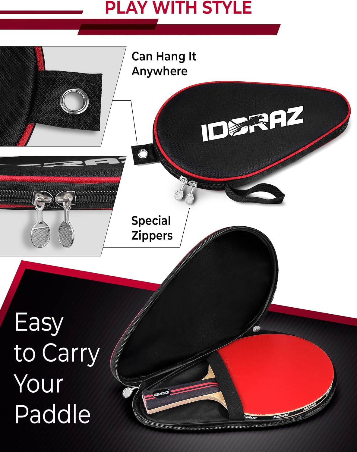 Table Tennis Paddle Professional Racket - Ping Pong Racket with Carrying Case - ITTF Approved Rubber for Tournament Play