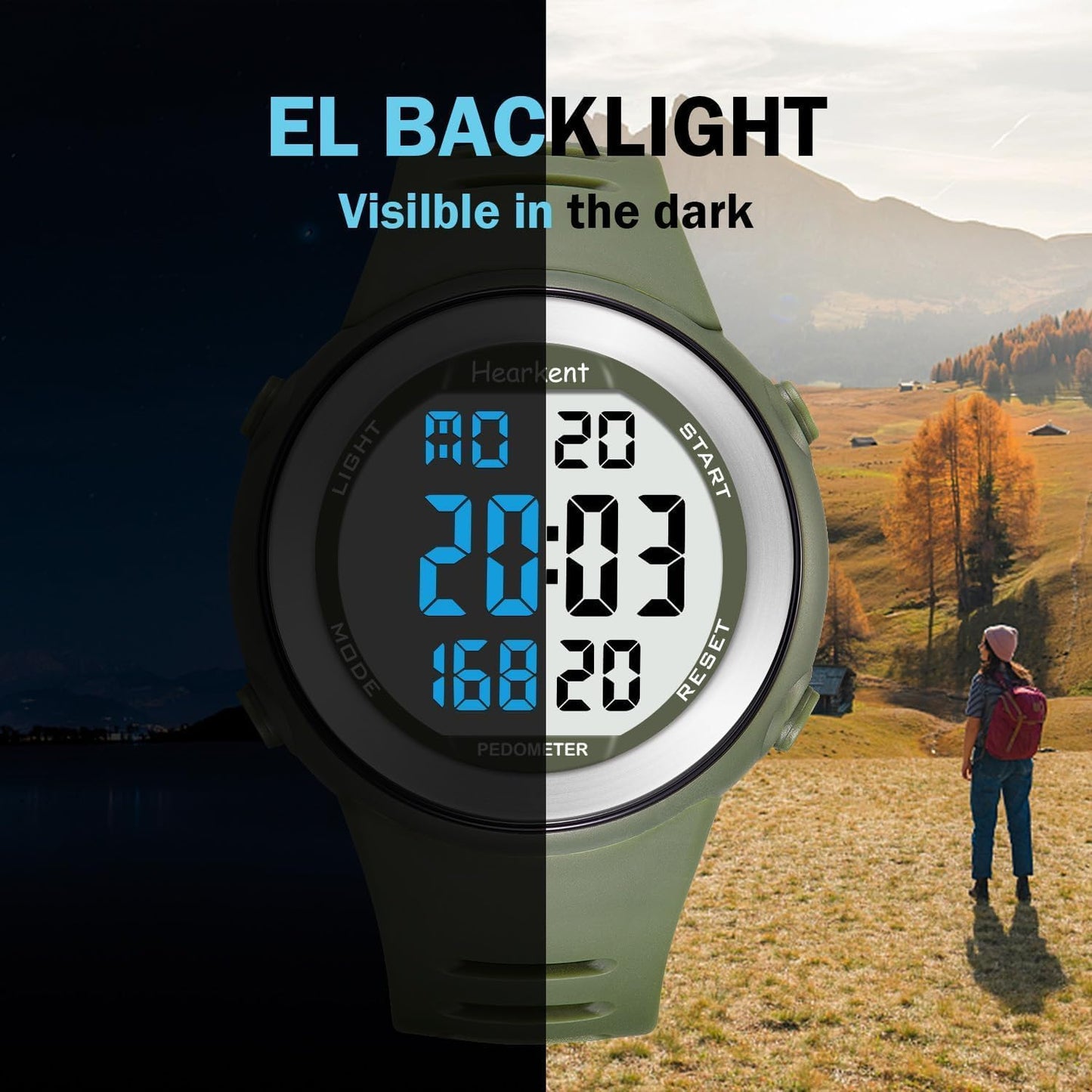 Waterproof Pedometer Watch for Senior Non Bluetooth No App Required Sport Watch with Step Counter Calories and LCD Large Numbers…