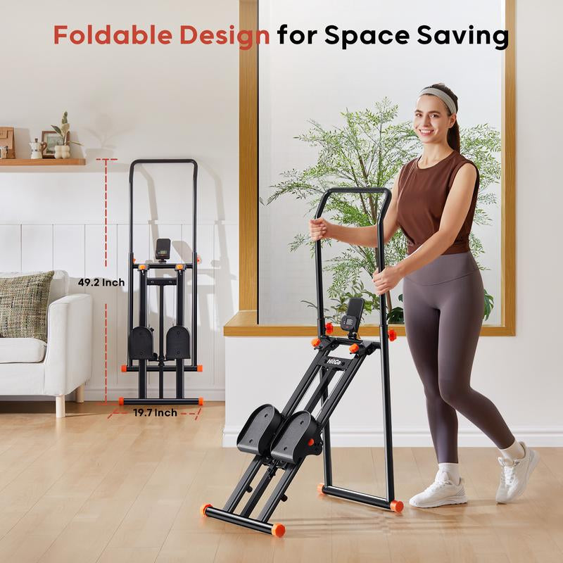 Hitgo Stair Stepper Machine for Home Office, Foldable Vertical Climber Machine for Full-Body Workouts, Adjustable Handlebar, Extended Step Range