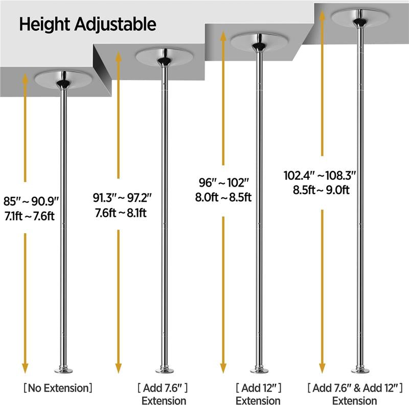 【Heavy Duty】Yaheetech 45Mm Portable Dance Pole Spinning Static Dancing Pole for Home Portable Removable Home Dancing Pole, Height Adjustable 7'-9',#Fathersdaygift
