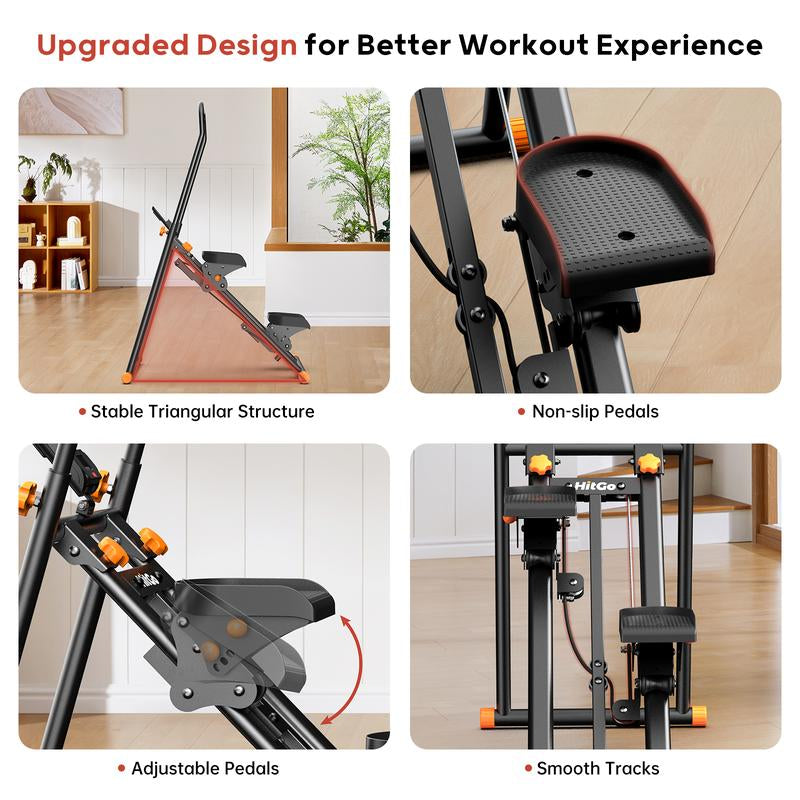 Hitgo Stair Stepper Machine for Home Office, Foldable Vertical Climber Machine for Full-Body Workouts, Adjustable Handlebar, Extended Step Range