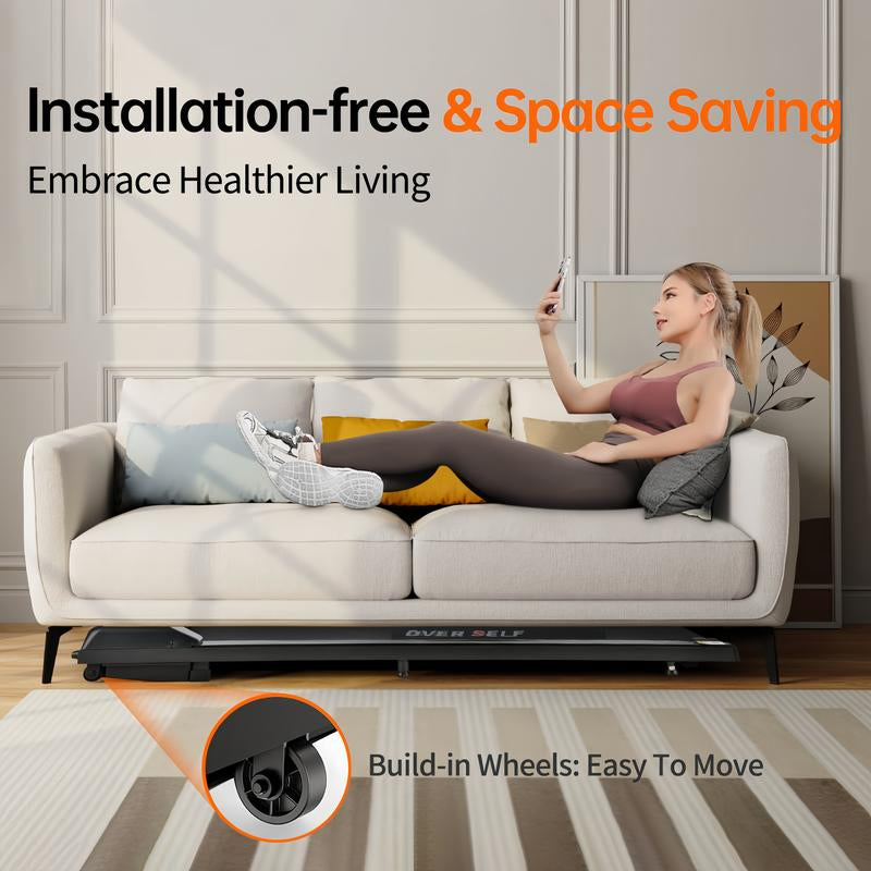 Upgraded Home Portable Treadmill with Handlebars, (300 Lbs Load Capacity), Foldable Walking Mat (Fitness Equipment) Remote Control Exercise Machine