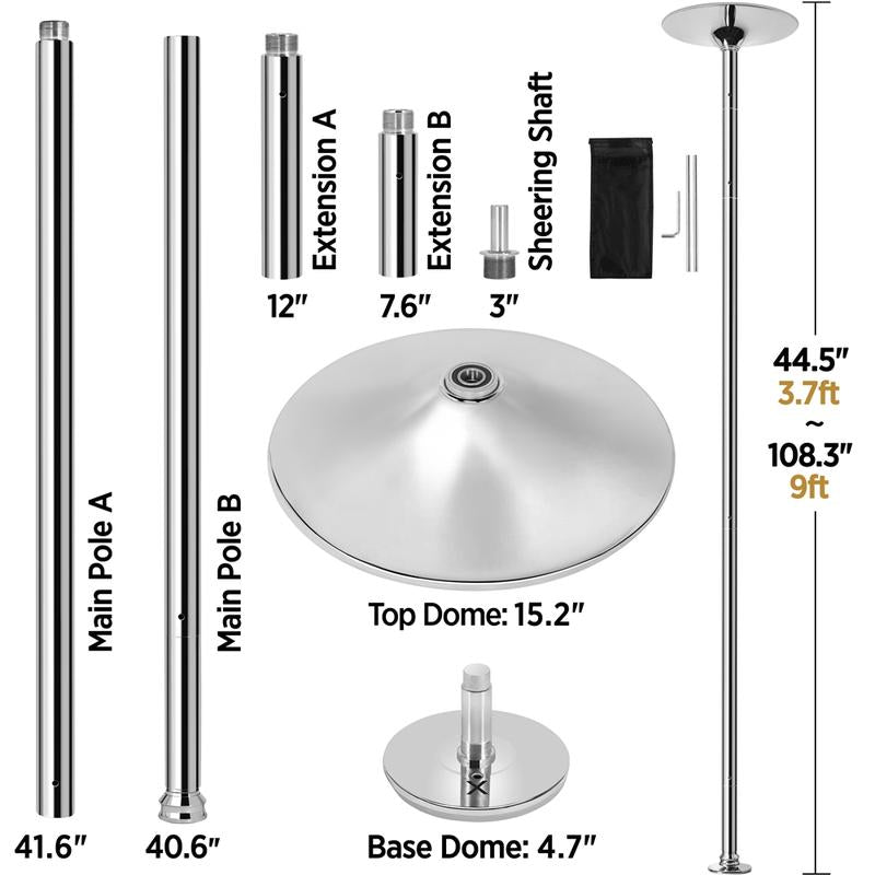 【Heavy Duty】Yaheetech 45Mm Portable Dance Pole Spinning Static Dancing Pole for Home Portable Removable Home Dancing Pole, Height Adjustable 7'-9',#Fathersdaygift