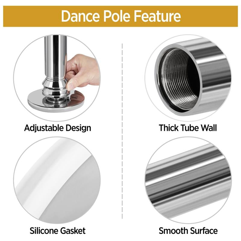 【Heavy Duty】Yaheetech 45Mm Portable Dance Pole Spinning Static Dancing Pole for Home Portable Removable Home Dancing Pole, Height Adjustable 7'-9',#Fathersdaygift