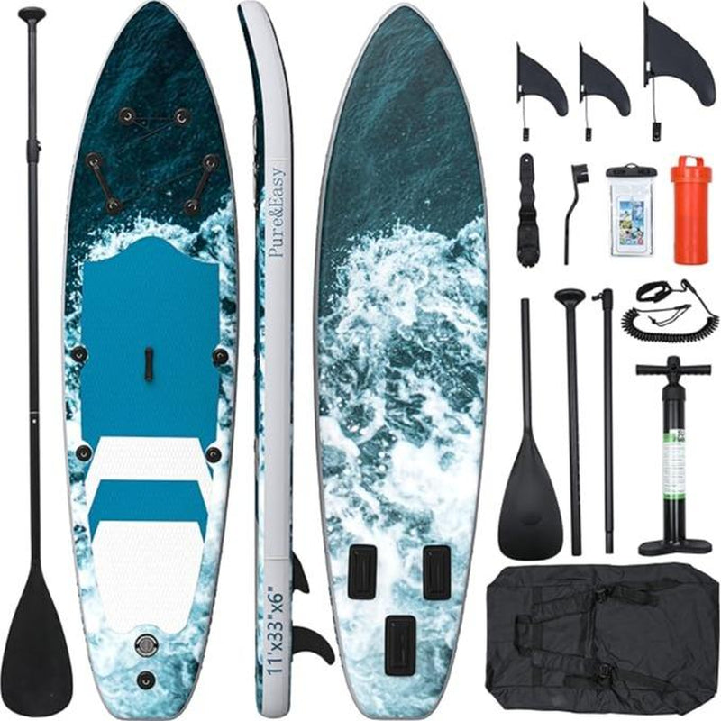 YITAHOME 11 FT Inflatable Stand up Paddle Board for All Skill Levels, PVC SUP Paddleboard with Complete Accessories, Wide and Non-Slip Comfort Deck for Youth & Adults