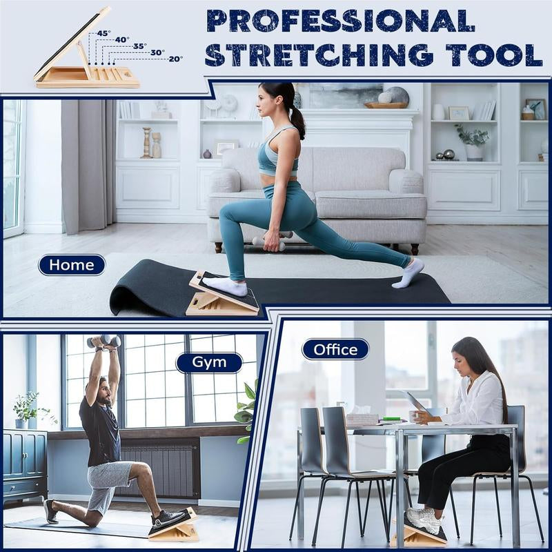 Portable Wooden Slant Board for Calf Stretching Squats Calf Stretcher Physical Therapy Equipment Adjustable Incline Board for Knees Ankle Heel Feet Leg,Springtok