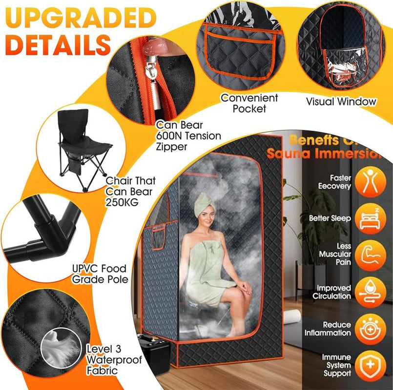 ONEAMG Portable Sauna Box for Home, Personal Steam Nurecover Saunas Heater at Home Use, Indoor Foldable Sauna Tent, Dry Sauna SPA (36X36X71 Inch)