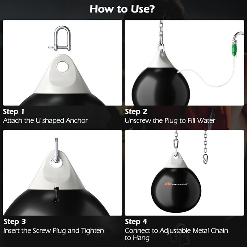 21 Inch Water Punching Bag with Adjustable Metal Chain Body Exercise Boxing Equipment