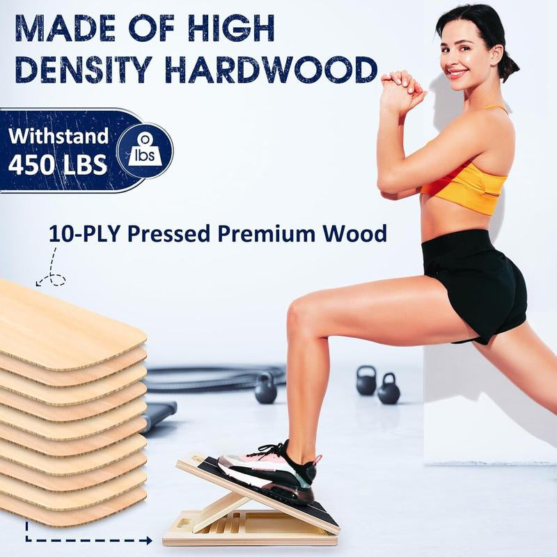 Portable Wooden Slant Board for Calf Stretching Squats Calf Stretcher Physical Therapy Equipment Adjustable Incline Board for Knees Ankle Heel Feet Leg,Springtok