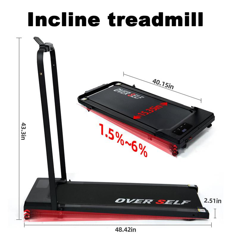 Upgraded Home Portable Treadmill with Handlebars, (300 Lbs Load Capacity), Foldable Walking Mat (Fitness Equipment) Remote Control Exercise Machine
