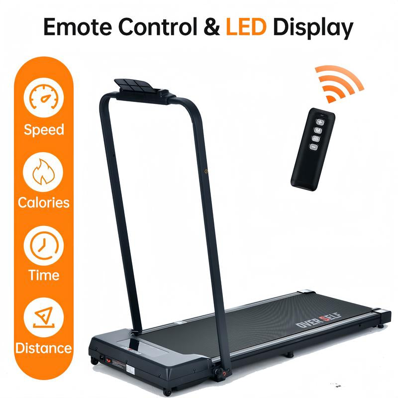 Upgraded Home Portable Treadmill with Handlebars, (300 Lbs Load Capacity), Foldable Walking Mat (Fitness Equipment) Remote Control Exercise Machine