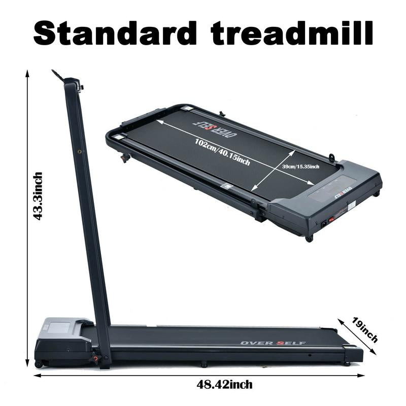 Upgraded Home Portable Treadmill with Handlebars, (300 Lbs Load Capacity), Foldable Walking Mat (Fitness Equipment) Remote Control Exercise Machine