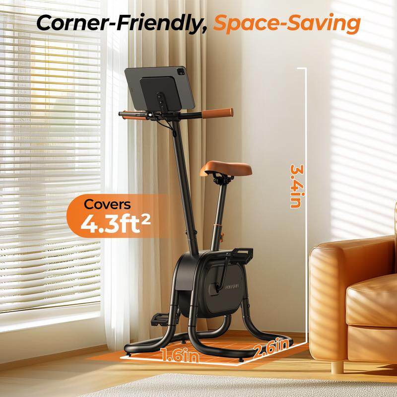 FEIERDUN Exercise Bike, Smart Magnetoresistive Upright Bike with Bluetooth & App Connectivity, Stylish Stationary Bike for Home, Office, or Gym Workouts