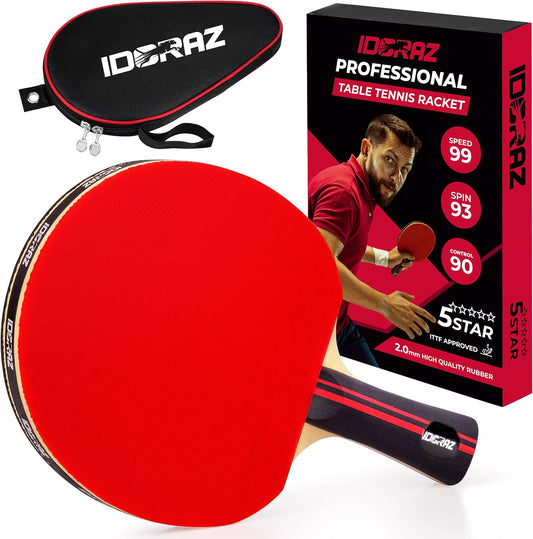 Table Tennis Paddle Professional Racket - Ping Pong Racket with Carrying Case - ITTF Approved Rubber for Tournament Play