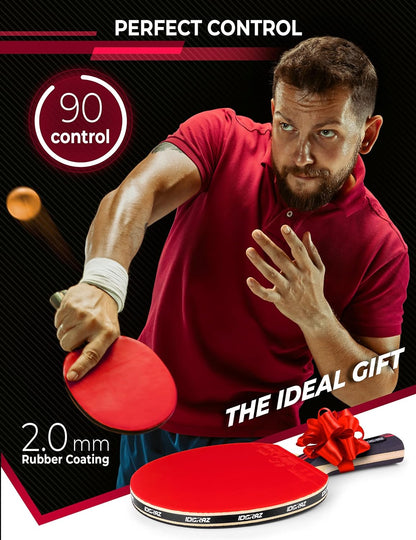 Table Tennis Paddle Professional Racket - Ping Pong Racket with Carrying Case - ITTF Approved Rubber for Tournament Play