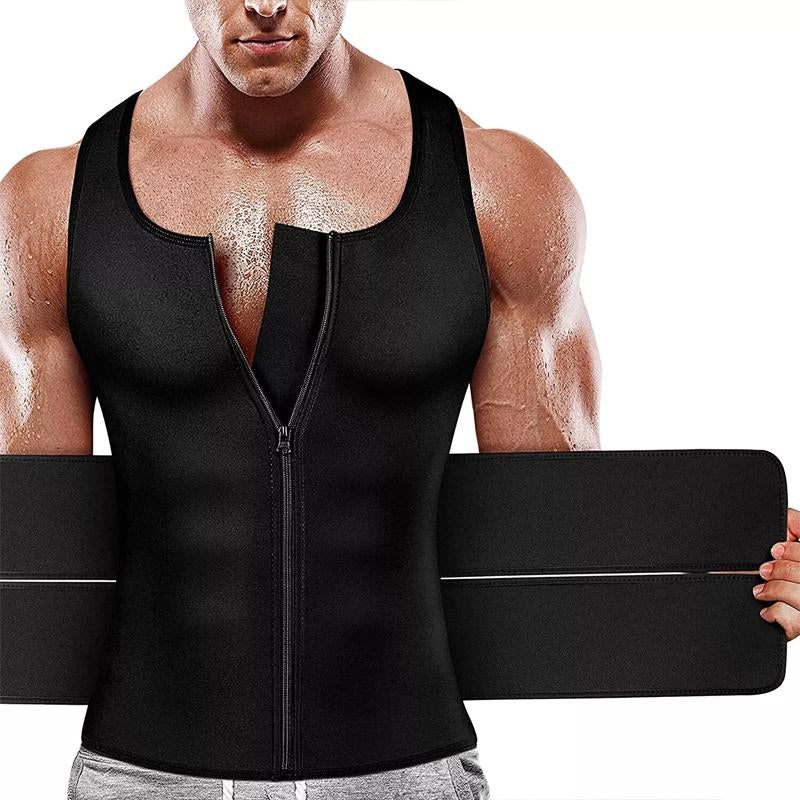 CATTIBOR Men Sauna Suit ,Men Waist Trainer Neoprene Sweat Vest Body Shaper ,Men Waist Trimmer Belt Workout Tank Tops for Runnging Fitness Gym,Menswear Undershirt for All Seasons