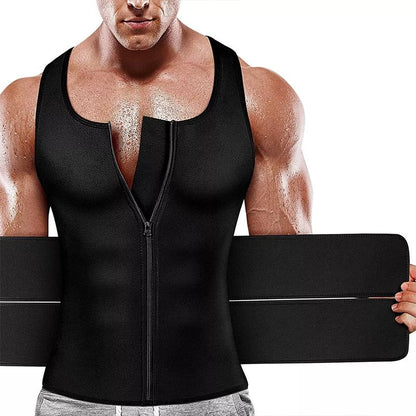 CATTIBOR Men Sauna Suit ,Men Waist Trainer Neoprene Sweat Vest Body Shaper ,Men Waist Trimmer Belt Workout Tank Tops for Runnging Fitness Gym,Menswear Undershirt for All Seasons