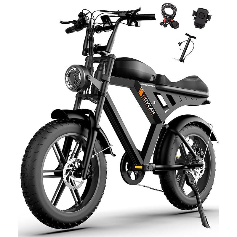 MOVCAN V30MAX/V30 Electric Bike for Adults 1500W/1000W Motor 20" Fat Tire Ebike, 32MPH/28MPH 120/70 Miles,48V 31.2/15.6 AH Dual Battery Hydraulic Disc Brake Electric Motorcycle Bike Full Suspension
