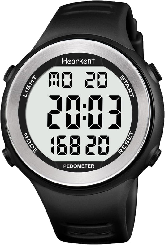 Waterproof Pedometer Watch for Senior Non Bluetooth No App Required Sport Watch with Step Counter Calories and LCD Large Numbers…