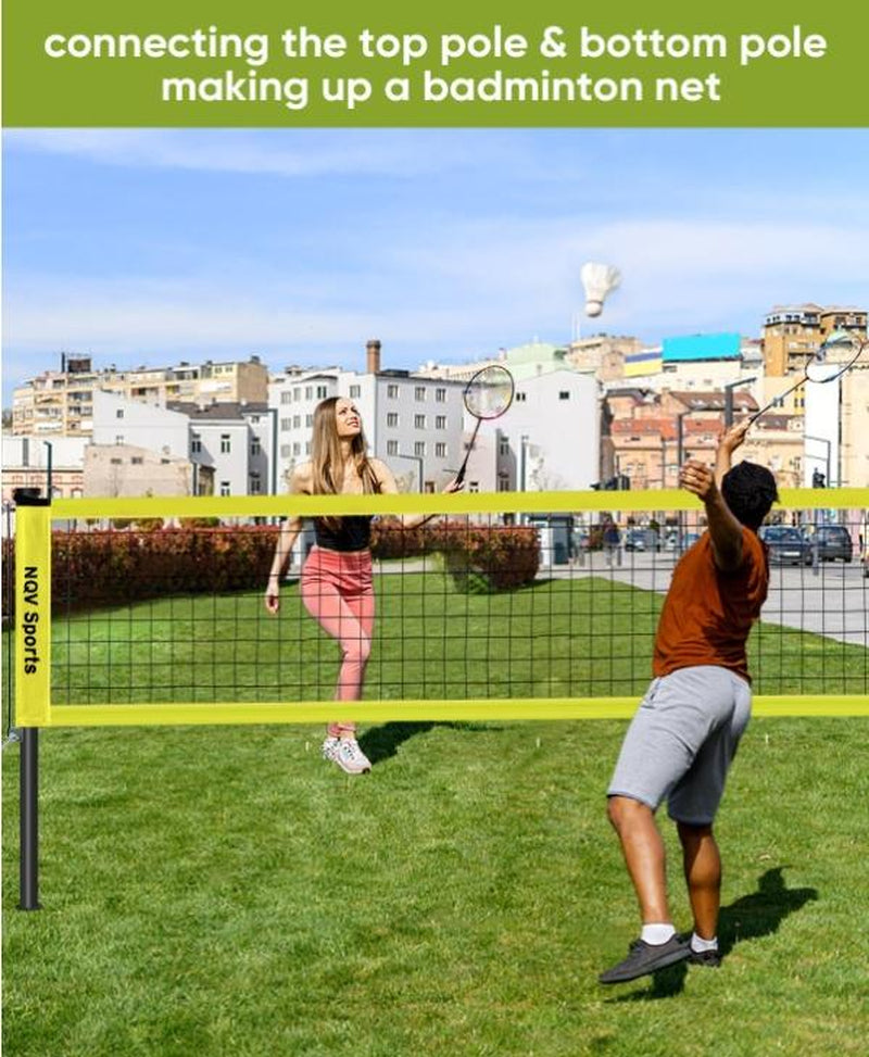 NQV Professional Heavy Duty Outdoor Yellow Volleyball Net Set with Adjustable 3 Levels Height Aluminum Poles, Anti-Sag System, Pump, and Carrying Bag