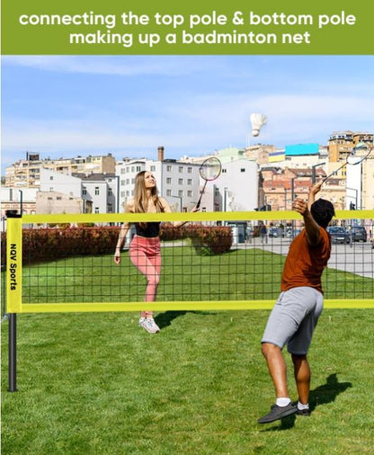NQV Professional Heavy Duty Outdoor Yellow Volleyball Net Set with Adjustable 3 Levels Height Aluminum Poles, Anti-Sag System, Pump, and Carrying Bag