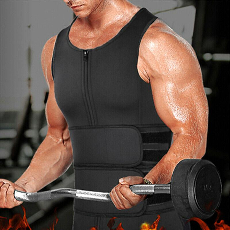 CATTIBOR Men Sauna Suit ,Men Waist Trainer Neoprene Sweat Vest Body Shaper ,Men Waist Trimmer Belt Workout Tank Tops for Runnging Fitness Gym,Menswear Undershirt for All Seasons