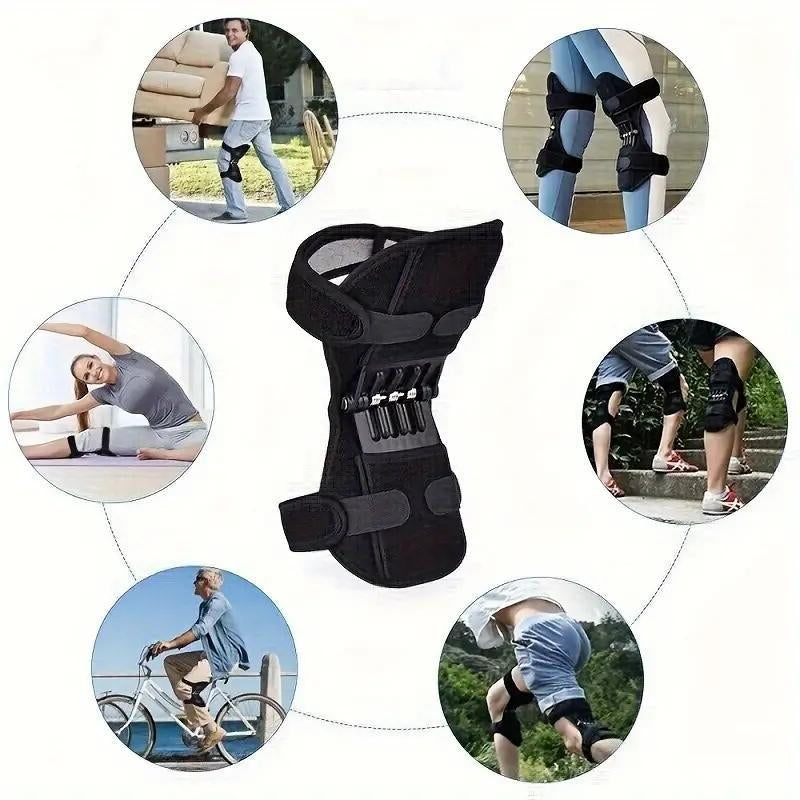 Knee Support Brace with 4 Springs, Knee Brace for Men & Women, Universal Sports Knee Pads for Running Jogging Cycling