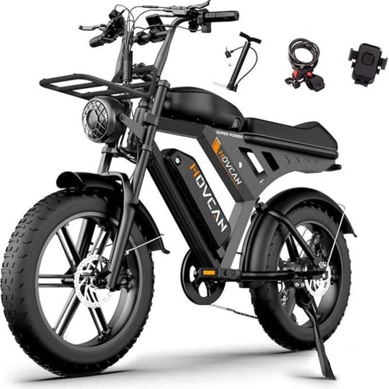 MOVCAN V30MAX/V30 Electric Bike for Adults 1500W/1000W Motor 20" Fat Tire Ebike, 32MPH/28MPH 120/70 Miles,48V 31.2/15.6 AH Dual Battery Hydraulic Disc Brake Electric Motorcycle Bike Full Suspension