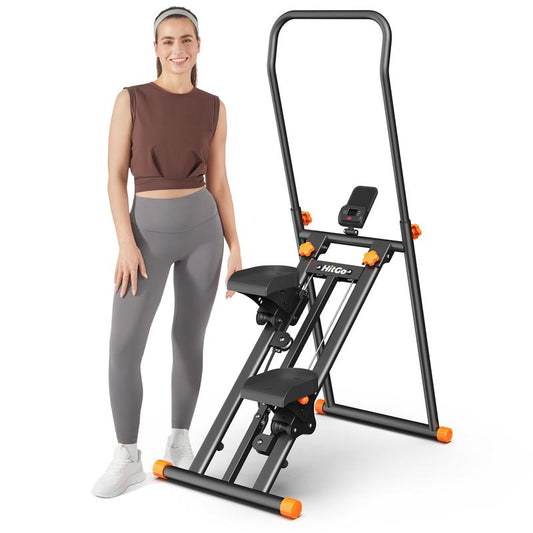 Hitgo Stair Stepper Machine for Home Office, Foldable Vertical Climber Machine for Full-Body Workouts, Adjustable Handlebar, Extended Step Range