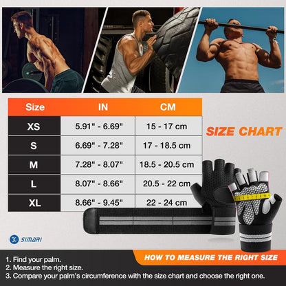 Gym Gloves, Half-Finger Breathable Workout Gloves for Men Women, Padded Weight Lifting Gloves with Wrist Wraps Support, Hand Protectors, Gym Training SG902