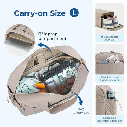 BAGSMART Puffy Water-Resistant Gym Travel Duffel Bag for Women with Wet Pocket, Carry on Weekender Bags, Water Resistant Workout Bag Sports Gym Outdoorfun