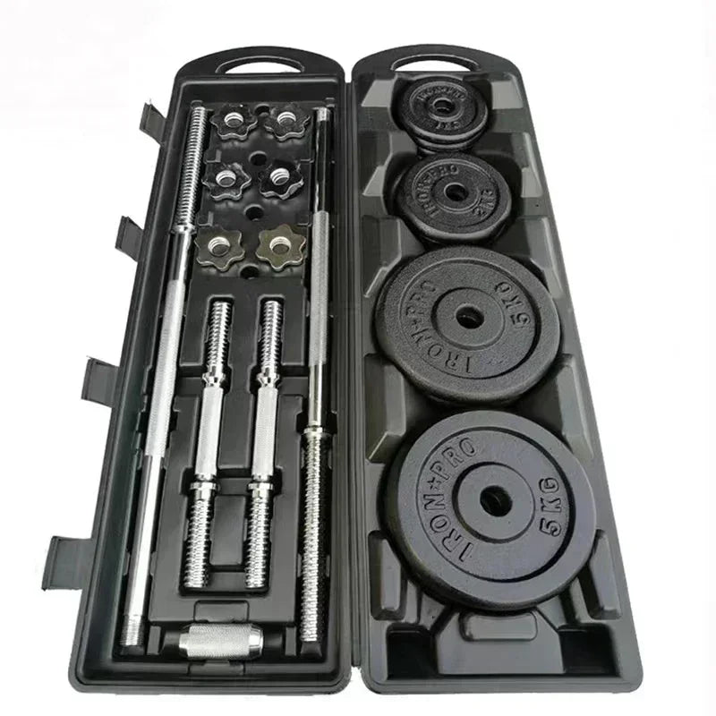 High-Quality 20Kg Painted Dumbbell Suit Can Be Turned into Barbell Adjustable Household Weight Lifting Squat Fitness Equipment.
