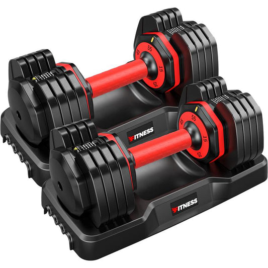Bearbro Adjustable Dumbbells Set of 2, 1-Sec Adjustable Weights Dumbbells Set, 5 in 1 Free Adjustable Dumbbell Set with Anti-Slip Texture Handle, Weight Set for Home Gym Suit Both Men and Women