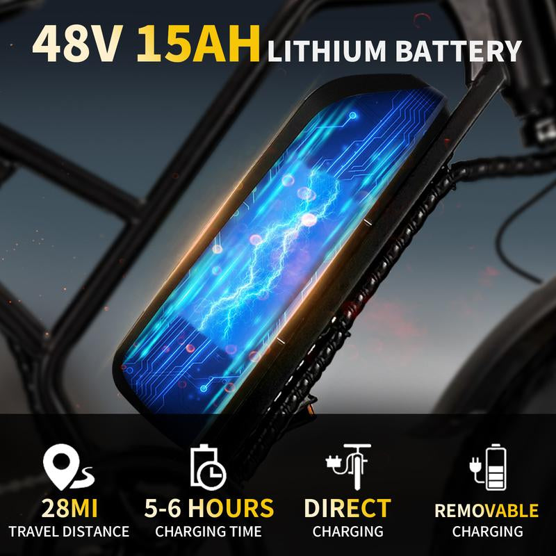 Fat Tire E-Bike with 48V 700WH Battery | 25MPH Speed | 28-Mile Range | 20-Inch Electric Bike for Adults | Commuter Ride | E BIKE Bicicleta Electrica 2025 Cycling Bikes E Bike