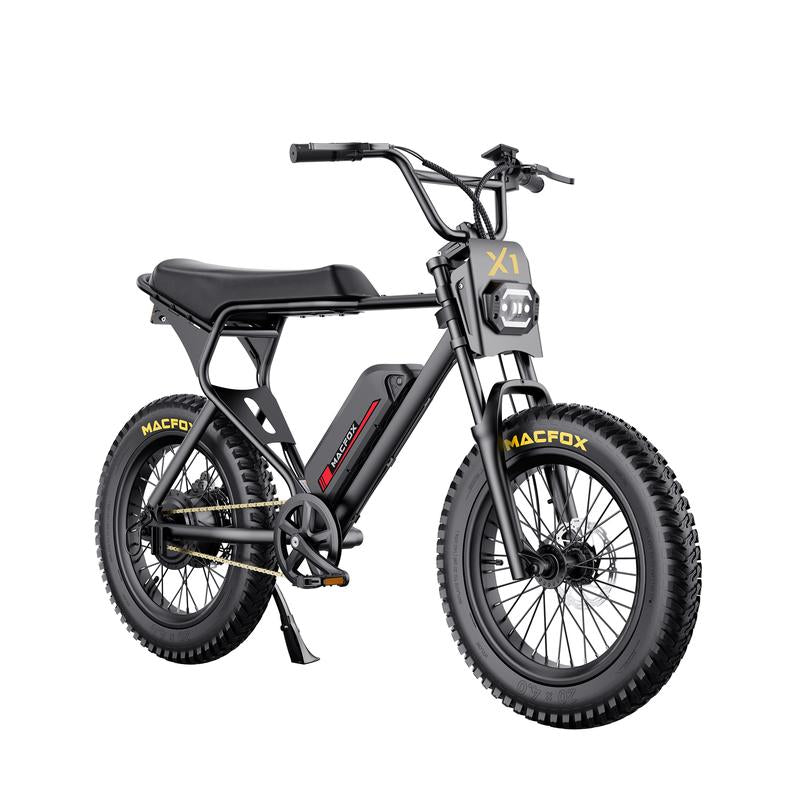 MACFOX X1S Ebikes, 750W Electric Bike Wheelie 25 MPH Max Speed, 38 Miles Range, 20" Fat Tire E-Bike with Front Suspension and Dual Disc Brakes, Class-3