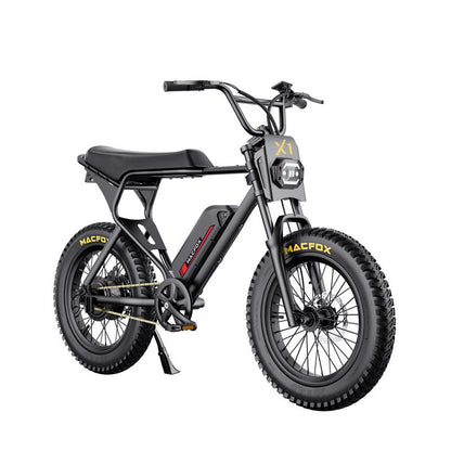 MACFOX X1S Ebikes, 750W Electric Bike Wheelie 25 MPH Max Speed, 38 Miles Range, 20" Fat Tire E-Bike with Front Suspension and Dual Disc Brakes, Class-3