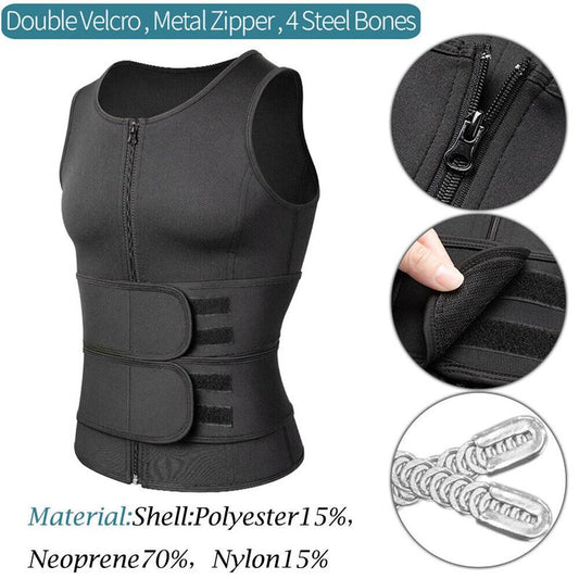 CATTIBOR Men Sauna Suit ,Men Waist Trainer Neoprene Sweat Vest Body Shaper ,Men Waist Trimmer Belt Workout Tank Tops for Runnging Fitness Gym,Menswear Undershirt for All Seasons