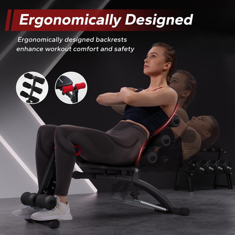 MERACH Adjustable Weight Bench for Full Body Workout, Press Bench of Home Gym Strength Training, Exercise Machine for Ab, Arm, Leg, Outdoorfun