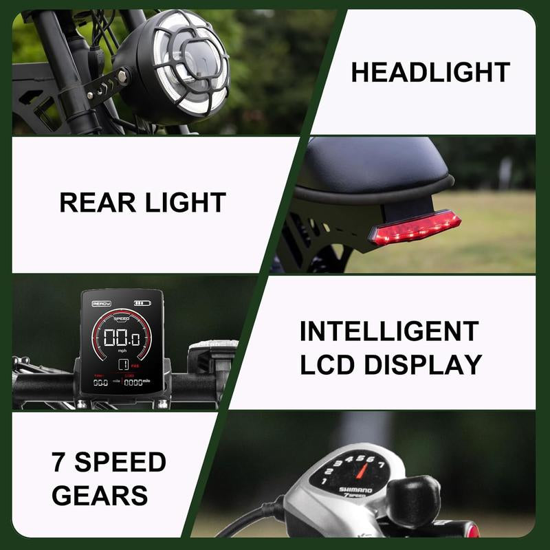 MOVCAN V30MAX/V30 Electric Bike for Adults 1500W/1000W Motor 20" Fat Tire Ebike, 32MPH/28MPH 120/70 Miles,48V 31.2/15.6 AH Dual Battery Hydraulic Disc Brake Electric Motorcycle Bike Full Suspension